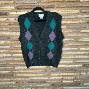 Le Tigre Vintage 90s Argyle Cardigan Sweater Vest